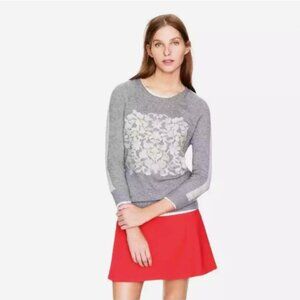 J. Crew Cashmere Blend Sweater Gray Cream Embossed Beautiful Size Medium